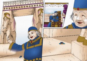 The courtier Faramarz gives Alexander IV a tour of Persepolis.